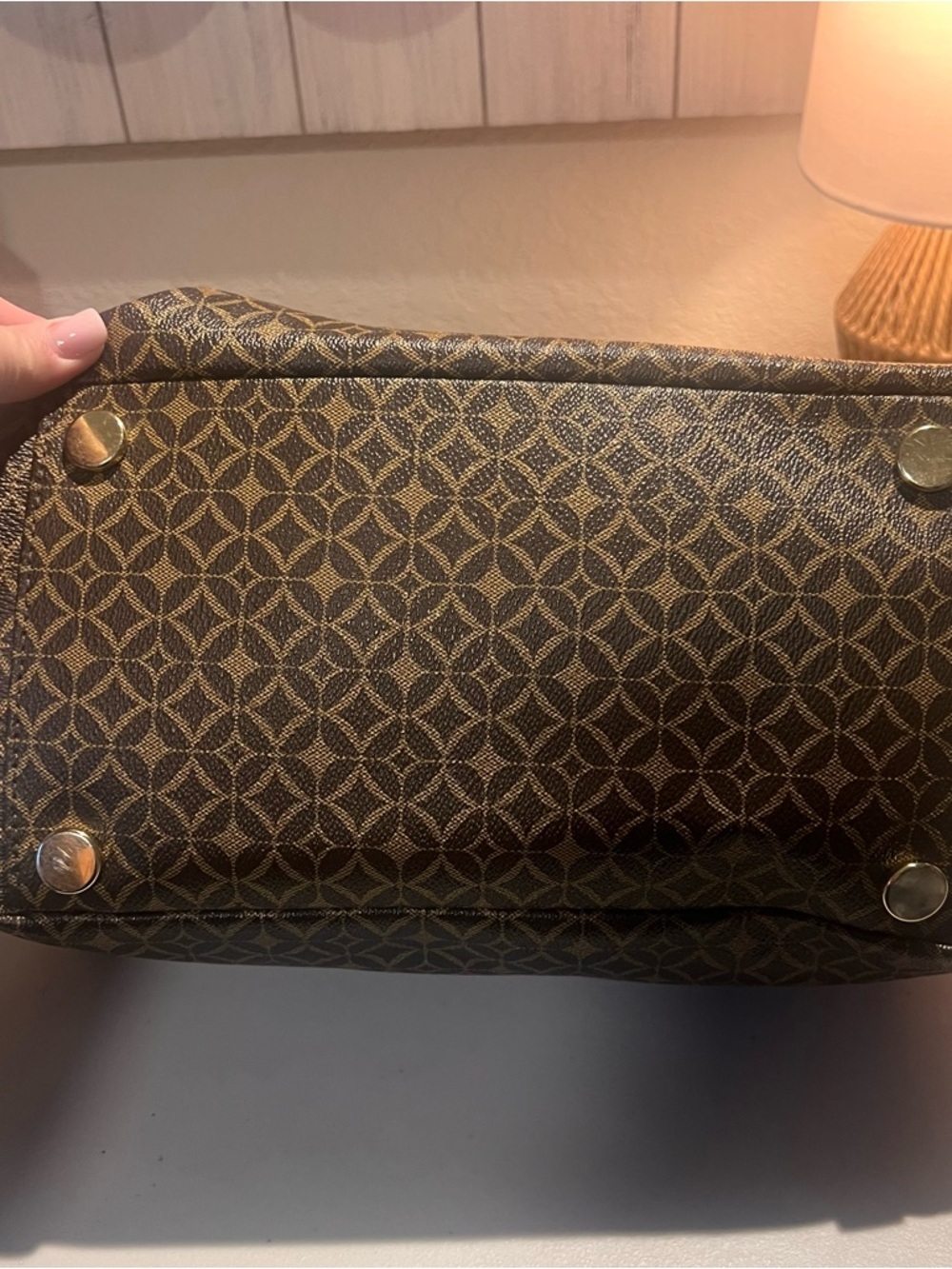 Fossil Sydney Tan & Chocolate Coated Canvas Tote Bag - Picture 6 of 10